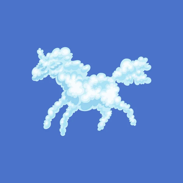 Nuvens em forma de unicórnio ou cavalo, ilustração vetorial de desenhos animados isolado. — Vetor de Stock
