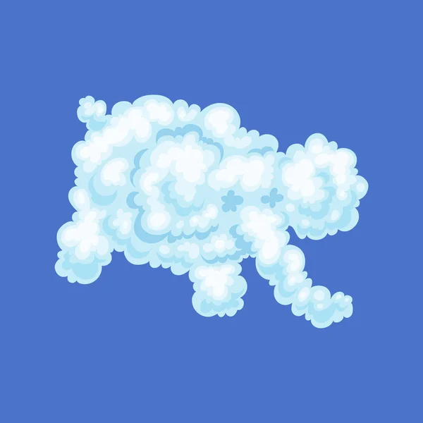 Пушистое облако в форме смешного животного слона на синем фоне. — стоковый вектор