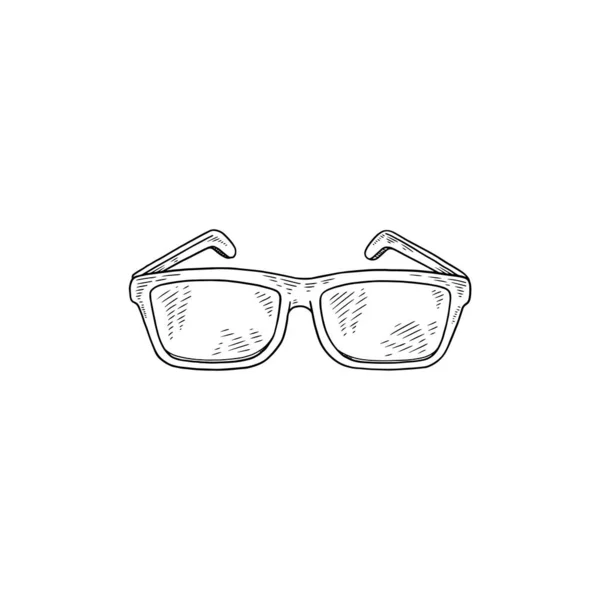 Männerbrille oder modische Sonnenbrille, Gravurvektorillustration isoliert. — Stockvektor