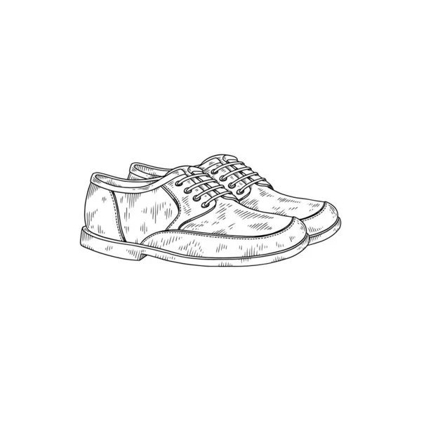 Ανδρών κλασική μόδα δερμάτινα παπούτσια χειροποίητα σκίτσο διανυσματική απεικόνιση απομονωμένη. — Διανυσματικό Αρχείο