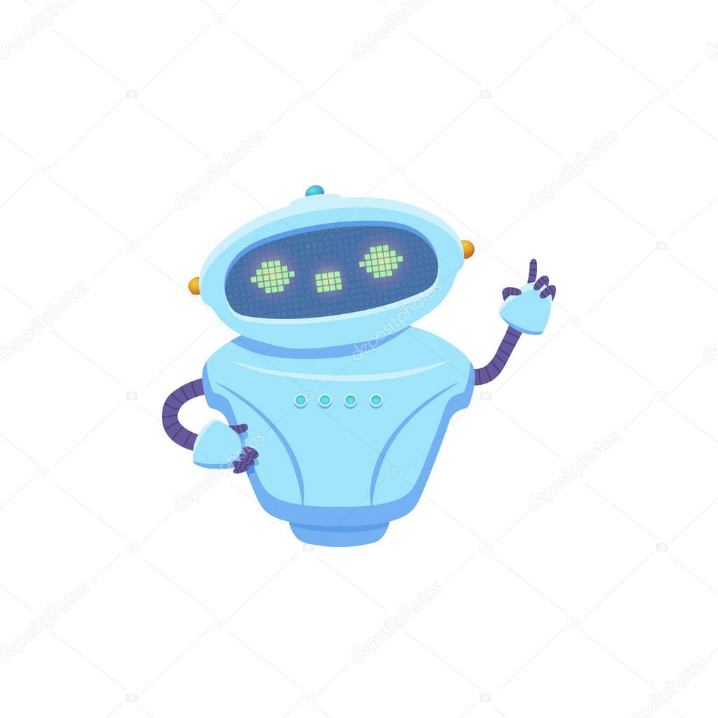 Cute artificial robot chatbot of online voice support service.