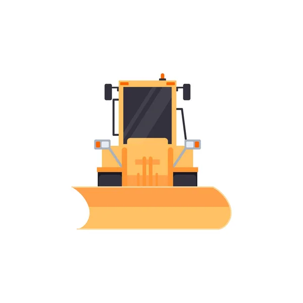 Snow plow truck with blade, flat vector illustration isolated on white background. — Stock Vector