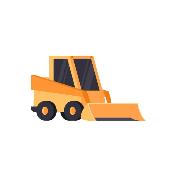 Pequeño camión de arado de nieve acera, ilustración de vector plano aislado sobre fondo blanco. — Vector de stock