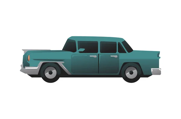 흰색 바탕에 분리 된 벡터 일러스트, 평평 한 형태의 전형적 인 쿠바 자동차. — 스톡 벡터