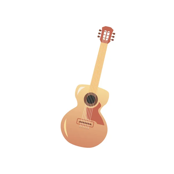 Classical wooden string guitar, flat cartoon vector illustration isolated. — Stock Vector