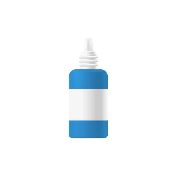 Realistic plastic bottle of eye drops or nasal spray, 3d vector illustration isolated on white background. — Stock Vector