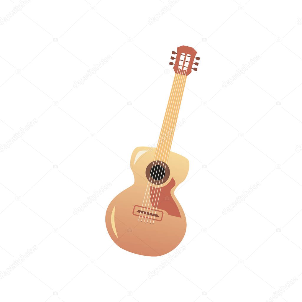 Guitarra clásica de cuerda de madera, ilustración plana ...