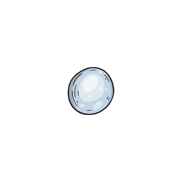 Brillante palla gemma di conchiglia perla in stile schizzo colorato, illustrazione vettoriale isolata su sfondo bianco. — Vettoriale Stock