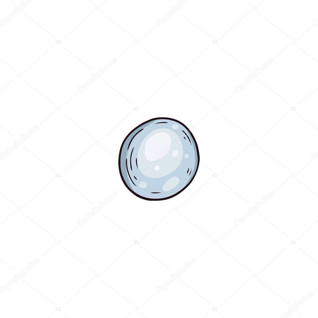 Shiny gem ball of seashell pearl in colored sketch style, vector illustration isolated on white background.