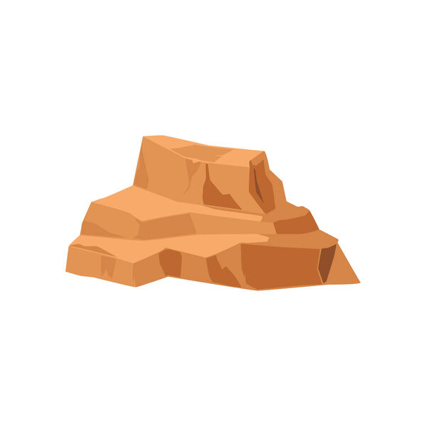 Rock formation in sandy desert - flat vector illustration isolated on white background.