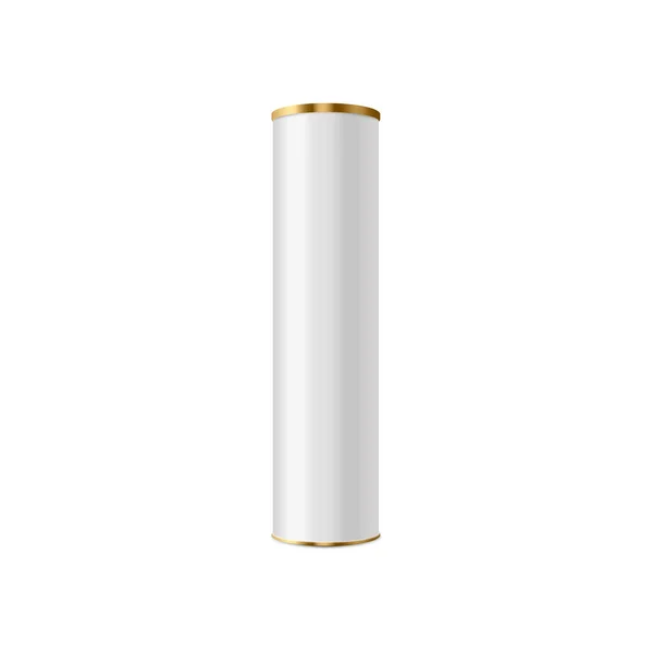 Blanco cilinder buis verpakking met deksel mockup realistische vector illustratie geïsoleerd. — Stockvector