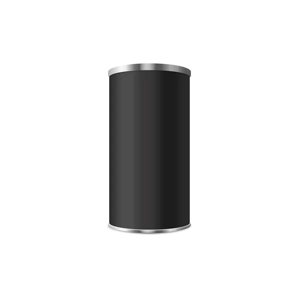 Tubo de cilindro preto ou modelo de recipiente ilustração vetorial realista isolado. — Vetor de Stock