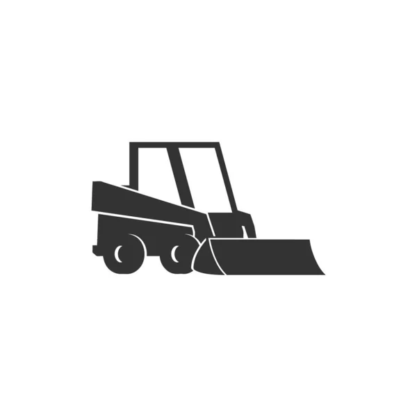 Schneepflug LKW oder Schneefräse Auto schwarz Silhouette Vektor Illustration isoliert. — Stockvektor