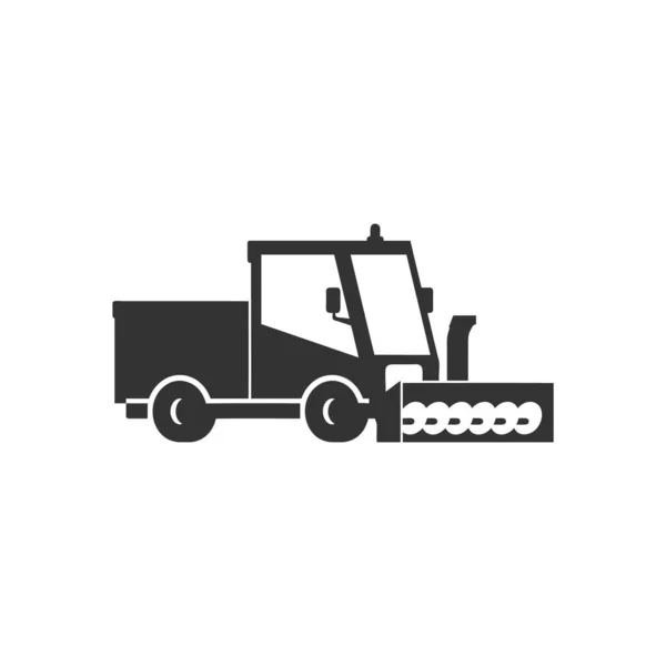 Snowplow truck per la rimozione della neve nero silhouette vettore illustrazione isolato. — Vettoriale Stock