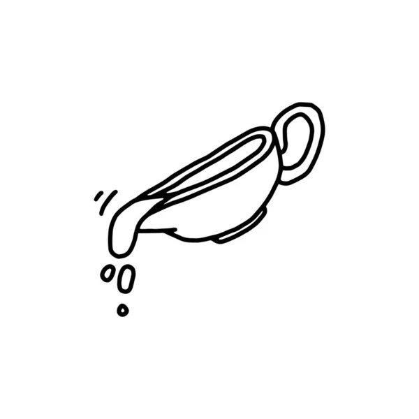 Gravy em molho ícone barco ou símbolo, desenhado à mão ilustração vetorial isolado. — Vetor de Stock