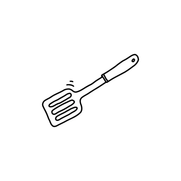 Espátula herramienta o implemento para mezclar alimentos doodle vector ilustración aislado. — Vector de stock