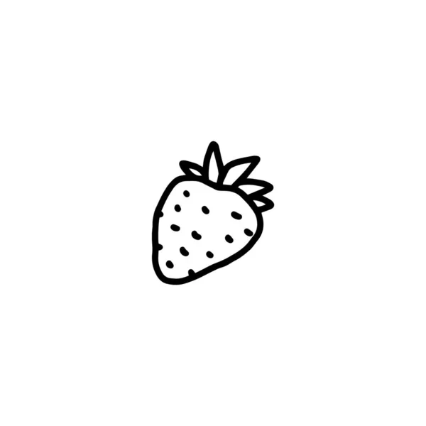 Aardbei enkele bes pictogram met de hand getekend doodle vector illustratie geïsoleerd. — Stockvector