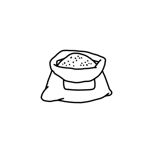 Bröd vetemjöl påse eller säck, handritade doodle vektor illustration isolerad. — Stock vektor