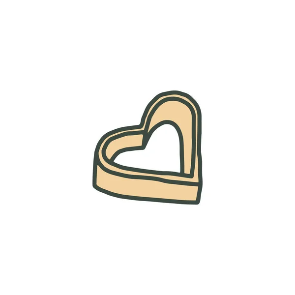 Cortador de metal de biscoito em forma de coração, ilustração vetorial desenhada à mão isolada. —  Vetores de Stock