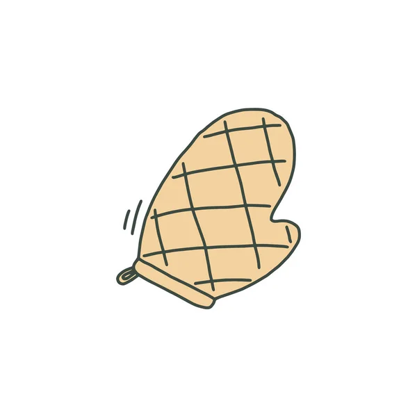 Värmeskyddande vante eller grytlapp, doodle vektor illustration isolerad. — Stock vektor