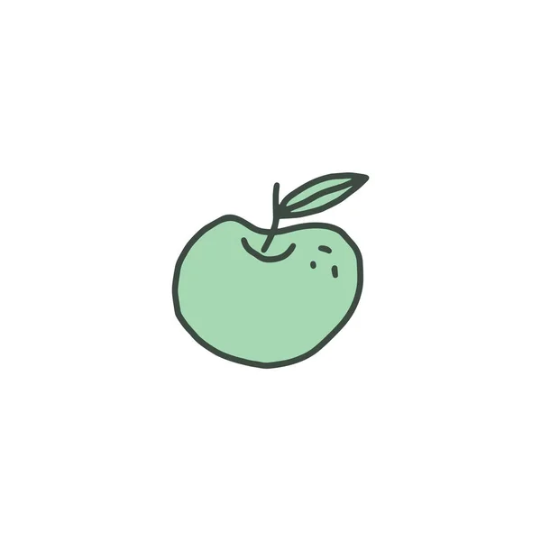 Mogna färska äpple med blad hand dras klotter vektor illustration isolerad. — Stock vektor