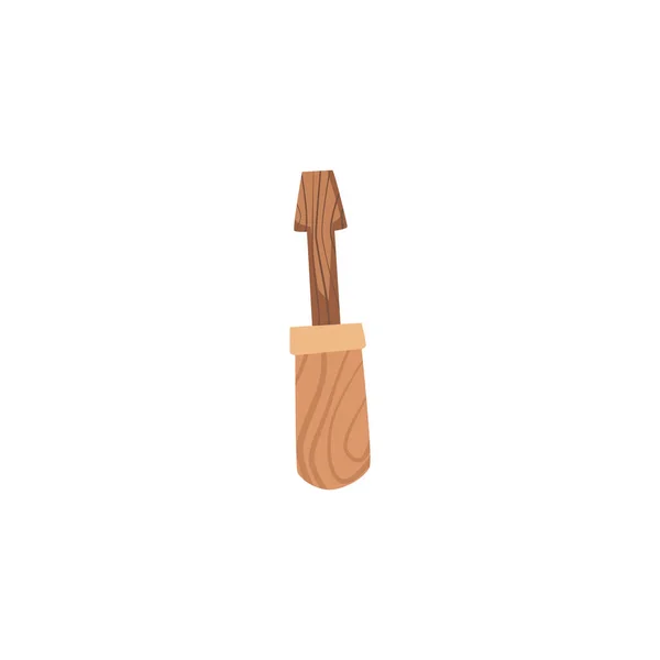 Herramienta de destornillador de juguete para niños de madera ilustración vectorial plana aislada. — Vector de stock