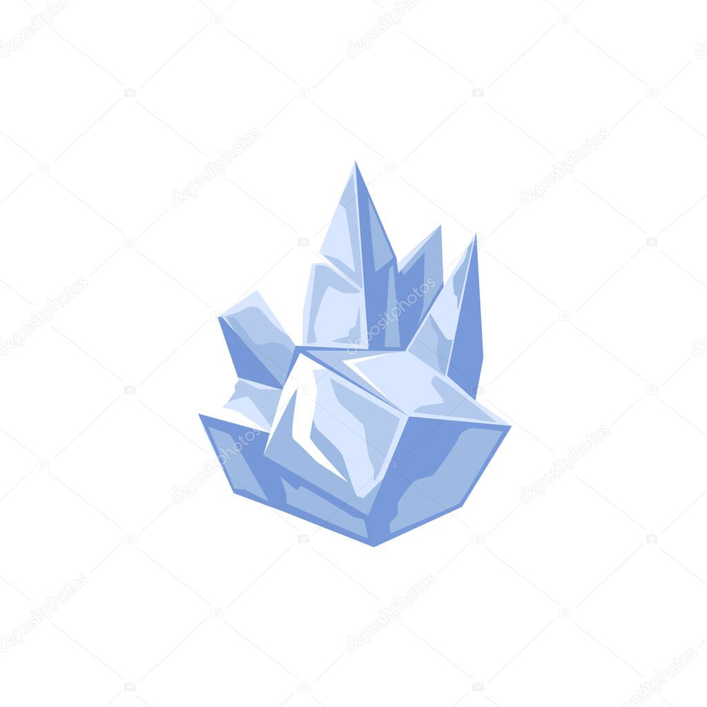 Ice crystals cartoon flat vector illustration isolated on white background.