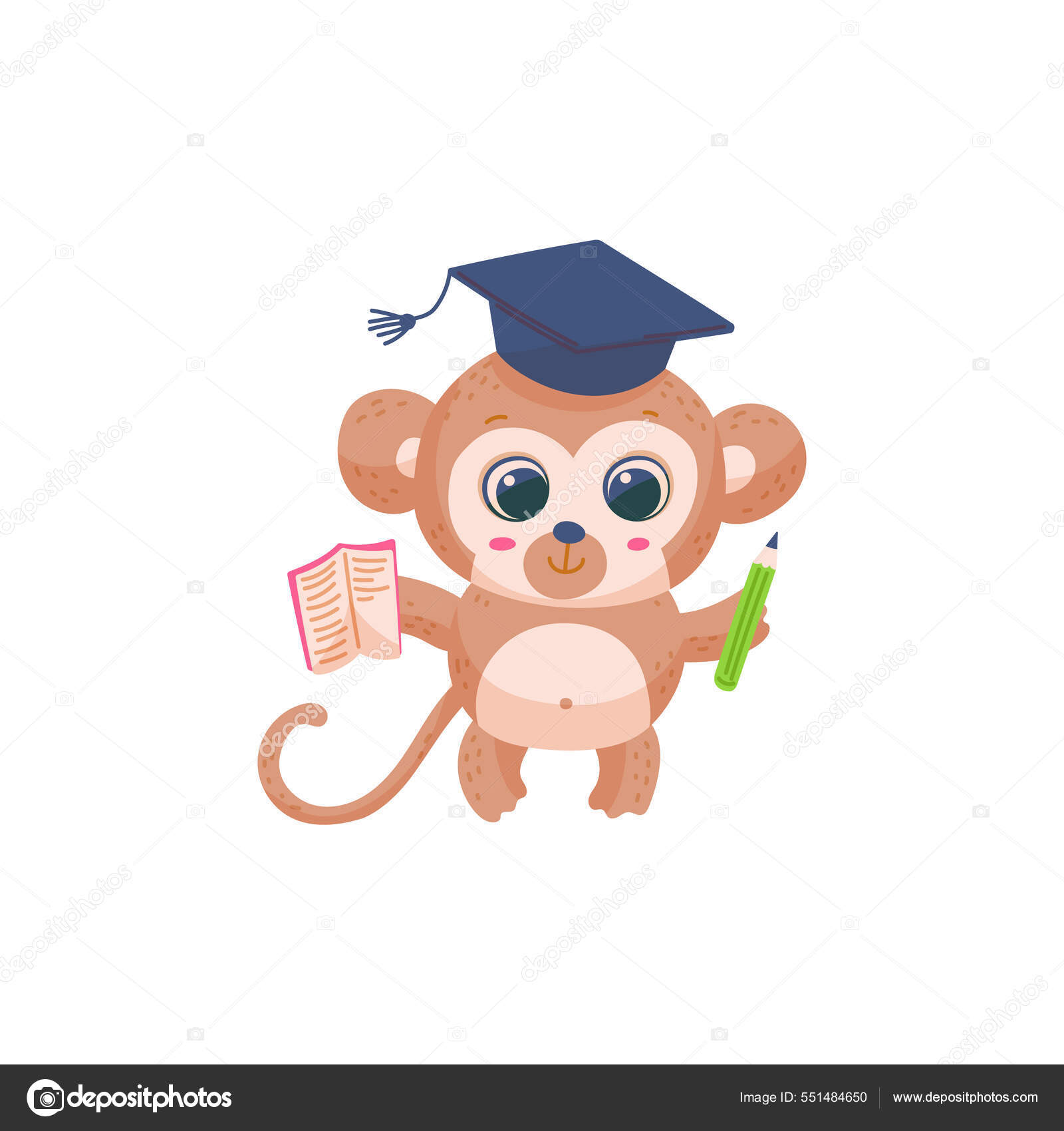 macaco bonito sentado ilustração de ícone de vetor. personagem de