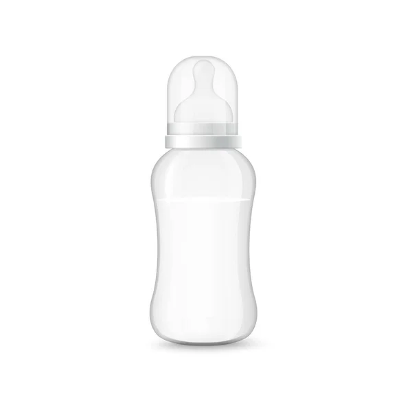 Bottiglia Latte Neonato Alimentazione Del Neonato Realistica Illustrazione Vettoriale Mockup — Vettoriale Stock