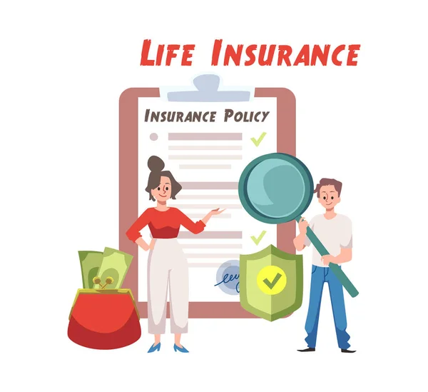 Pagamenti Assicurazione Sulla Vita Banner Poster Dei Dipendenti Aziendali Illustrazione — Vettoriale Stock