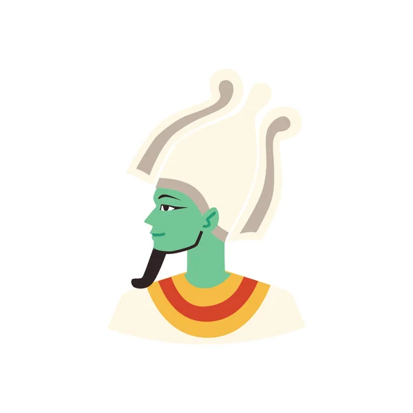 Egyptische God Van Vruchtbaarheid Osiris Met Kroon Platte Vector Illustratie — Stockvector
