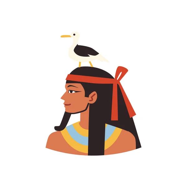 Ancient Egypt God Geb Goose Bird His Head Flat Vector — Vetor de Stock