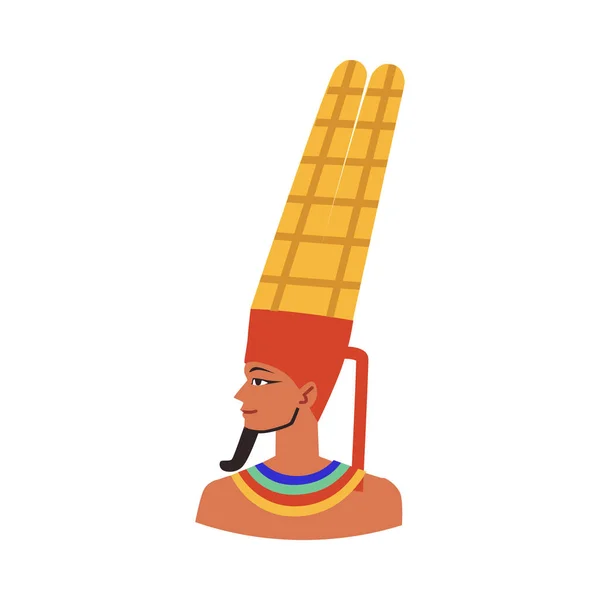 Eski Mısır Firavunu Altın Başlıklı Taç Takmış Mısır Düz Çizgi — Stok Vektör