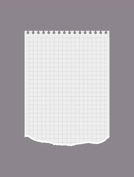 Checkered Arrancó Estilo Plano Página Del Cuaderno Ilustración Vectorial Aislada — Vector de stock