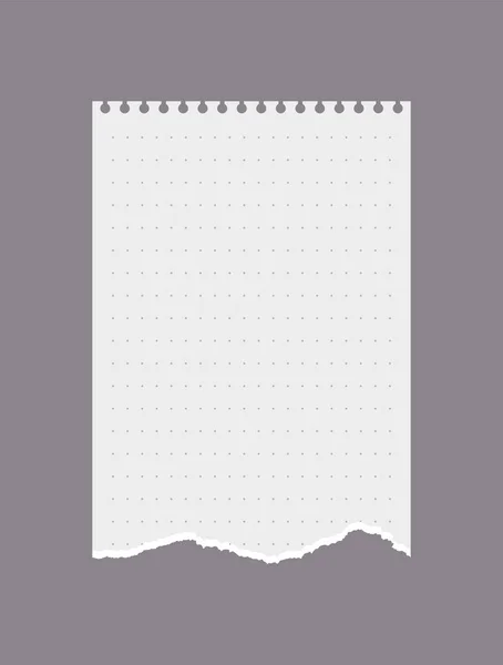 Trozo Papel Desgarrado Cuaderno Con Puntos Para Escribir Ilustración Vectorial — Vector de stock