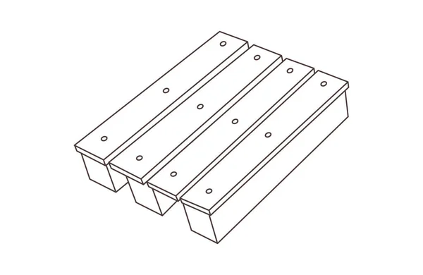 Vue Angle Palette Bois Dans Illustration Vectorielle Linéaire Dessin Technique — Image vectorielle