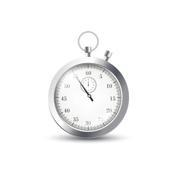 Metal Kronometre Beyaz Arka Planda Izole Edilmiş Vektör Düz Çizim — Stok Vektör