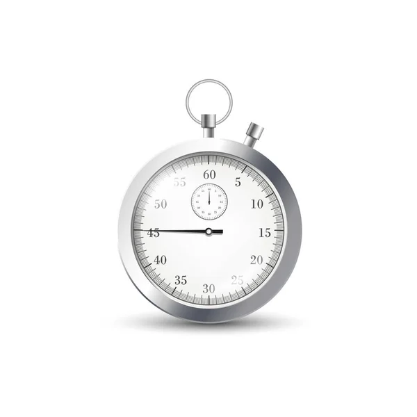 Metal Kronometre Beyaz Arka Planda Izole Edilmiş Vektör Düz Çizim — Stok Vektör