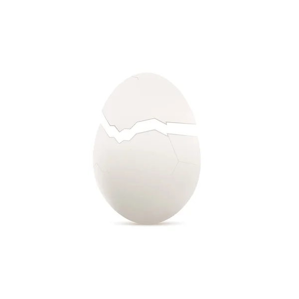 Modello Uovo Pollo Bianco Incrinato Metà Realistica Illustrazione Vettoriale Isolato — Vettoriale Stock