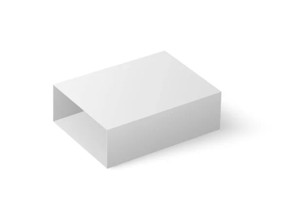 Білий Повзунок Відкритою Коробкою Макет Шаблон Білому Тлі Векторна Реалістична — стоковий вектор
