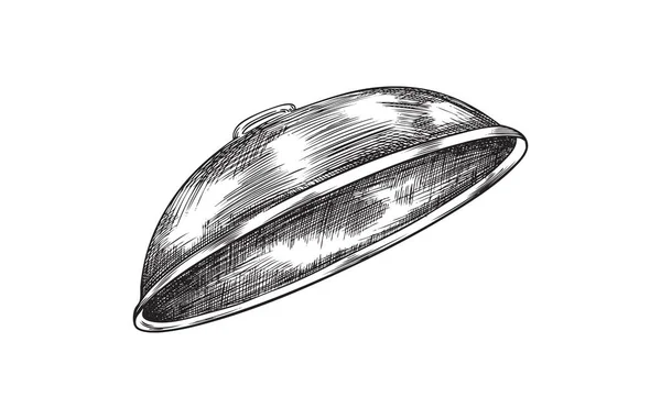 手绘圆形单色盖子 用于野餐烤架 在白色背景上隔离矢量图解 烧烤的设备 烧烤概念 设计元素 — 图库矢量图片