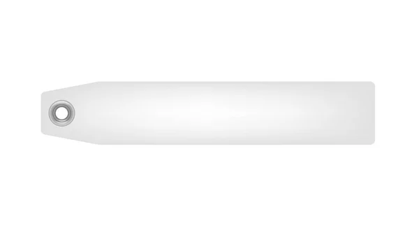 白の背景に隔離されたハンギング 現実的な3Dベクトルイラストのための銀のアイレットでタグ 段ボールの上に丸いリベット テキストのためのスペースとラベルモックアップ — ストックベクタ