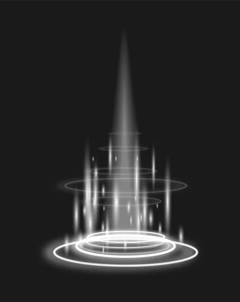 Μαγική Ολογραφική Πύλη Πρότυπο Ρεαλιστική Διανυσματική Απεικόνιση Απομονώνονται Σκοτεινό Φόντο — Διανυσματικό Αρχείο