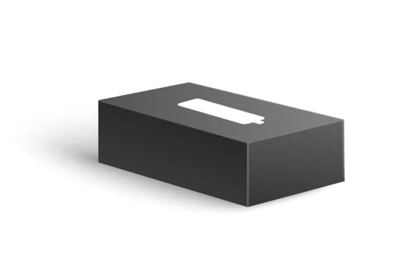 Κλειστό Μαύρο Χαρτοπετσέτες Κουτί Από Άποψη Γωνία Ρεαλιστική Διανυσματική Απεικόνιση — Διανυσματικό Αρχείο