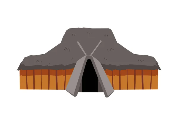 Colibă Familie Tribală Africană Sau Mare Acoperiș Pereți Ilustrație Vectorială — Vector de stoc