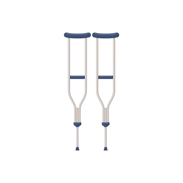 Crutches Voor Ondersteuning Van Gewonden Ouderen Platte Vector Illustratie Geïsoleerd — Stockvector