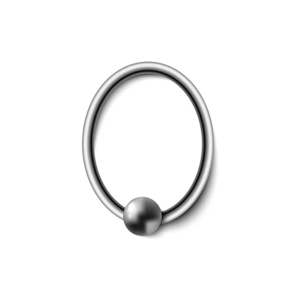 Piercing Metall Ring Tillbehör Mall Realistisk Vektor Illustration Isolerad Vit — Stock vektor