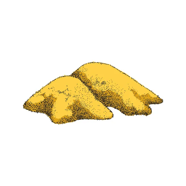 Χέρι Που Κίτρινο Σκόνη Μουστάρδας Στυλ Σκίτσο Σωρό Διανυσματική Απεικόνιση — Διανυσματικό Αρχείο
