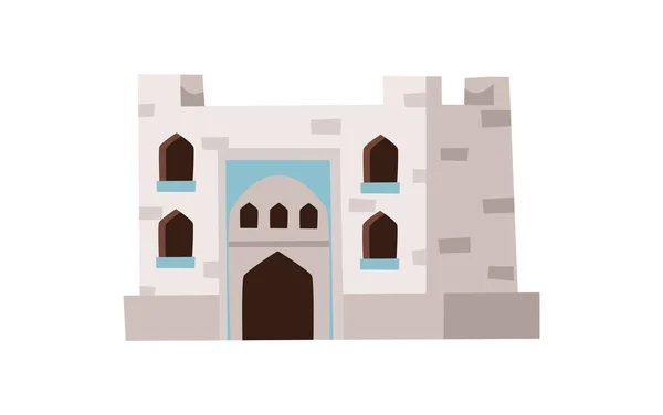 Средневосточный Арабский Замок Башнями Воротами Арабские Дома Архитектурный Элемент Плоская — стоковый вектор