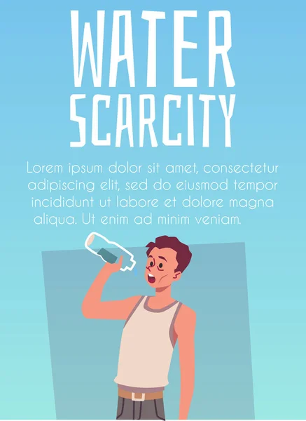 Vertical Banner Poster Water Scarcity Flat Style Vector Illustration Blue — Vettoriale Stock